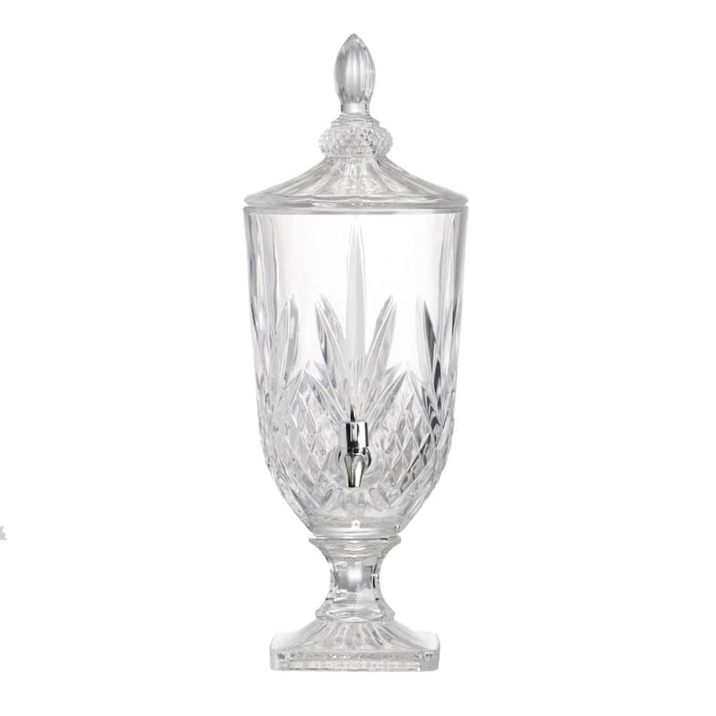 19 in. Clear Polished Silver Lidded Drink Dispenser