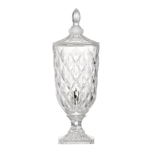 19 in. Clear Polished Silver Lidded Drink Dispenser