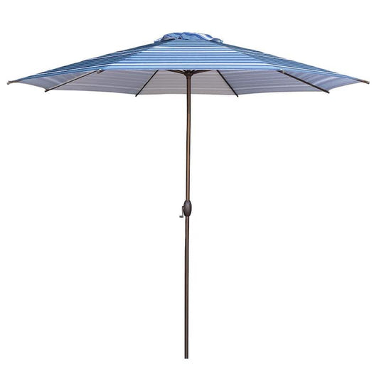 11 ft. Market Patio Umbrella with Push Tilt and Crank in Blue Stripe