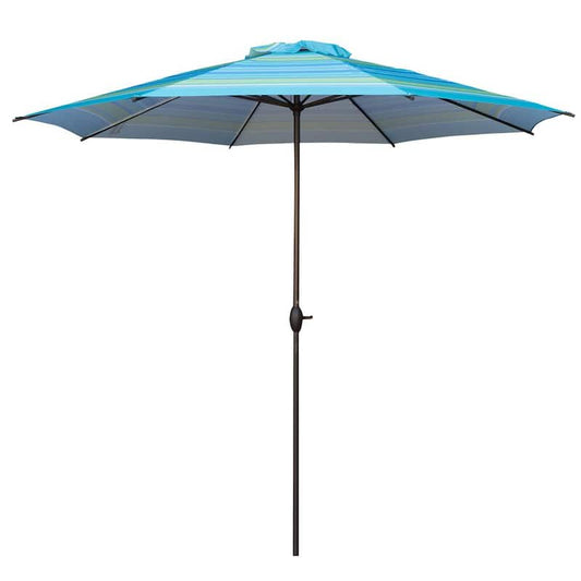 11 ft. Market Patio Umbrella with Push Tilt and Crank in Turquoise Stripe