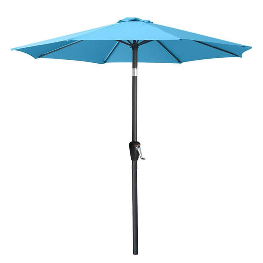 10 ft. Aluminum Market Push Button Tilt Patio Umbrella in Turquoise