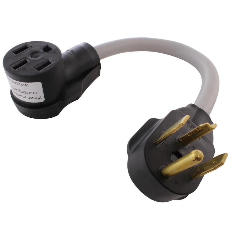 1.5 ft. 30 Amp 4-Prong Dryer Plug NEMA 14-30P to NEMA 14-50R 50A 125/250-Volt RV/Range/EV Female Connector