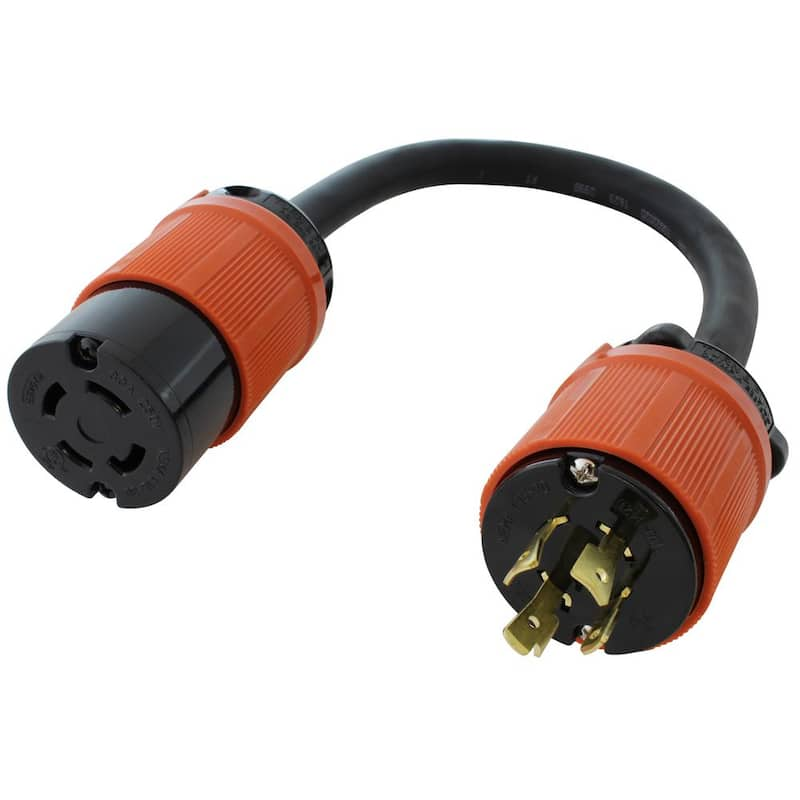 1.5 ft. 3-Phase 30 Amp 250-Volt L15-30P 4-Prong Plug to L15-20R Locking 3-Phase 20 Amp 250-Volt Connector