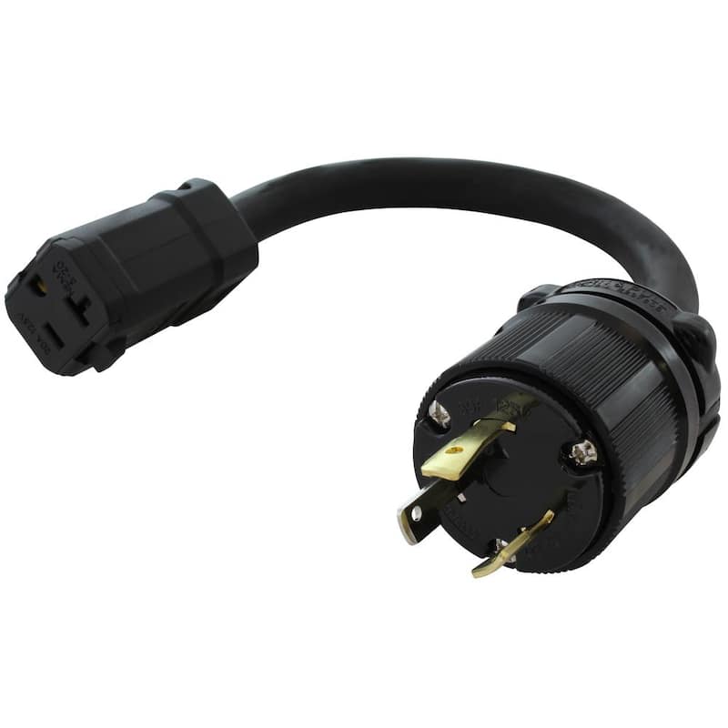 1ft. SOOW 10/3 3-Prong NEMA L5-30P to 15 Amp/20 Amp Household Connector Adapter Cord