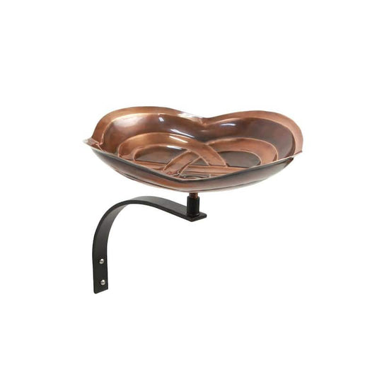 13.75 in. W Antique Copper Celtic Dara Knot Birdbath with Wall Mount Bracket