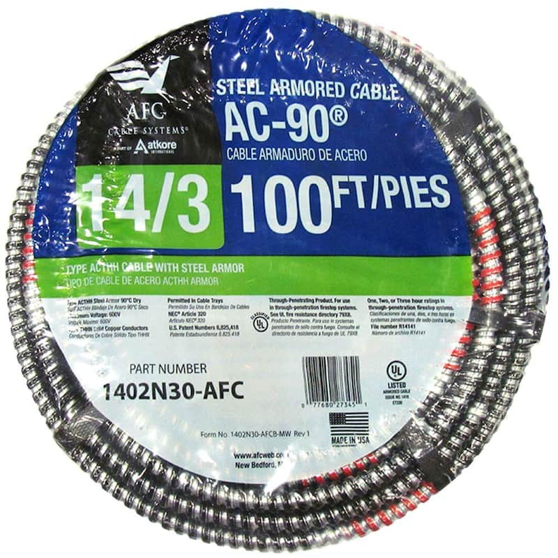 14/3 x 100 ft. BX/AC-90 Solid Cable