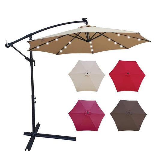 10 ft. Steel Market Solar Patio Umbrella in Tan