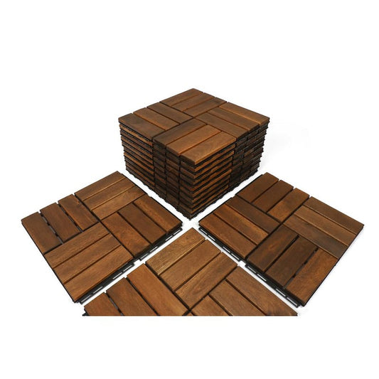 12 in. x 12 in. Square Acacia Wood Interlocking Flooring Tiles (Pack of 10 Tiles)