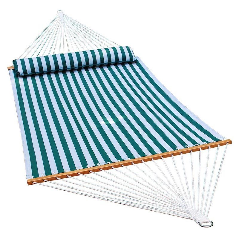 13 ft. Polyester Swing Hammock in Dark Green and White Stripe