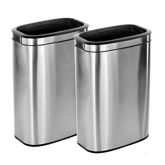 10.5 Gal. Stainless Steel Rectangular Liner Open Top Trash Can (2-Pack)