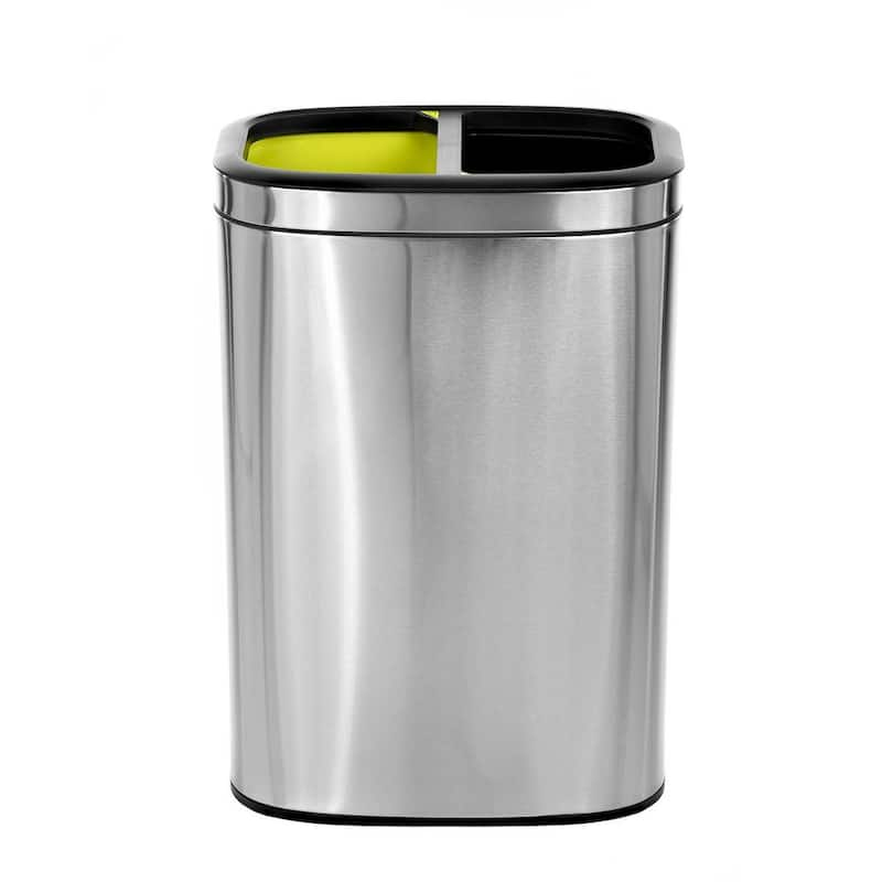 10.5 Gal. Stainless Steel Open Top Dual Compartment Trash Can