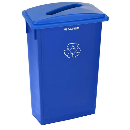 23 Gal. Blue Indoor Trash Container Rectangular Recycling Bin and Lid