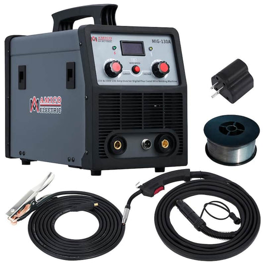 130 Amp MIG Wire Feeder Flux Cored Wire Gasless Welder, 115-Volt and 230-Volt IGBT Inverter Welding, 80% Duty Cycle