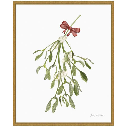 16 in. W x 19.62 in. H Peace and Joy Mistletoe Christmas Holiday Framed Canvas Box Wall Art