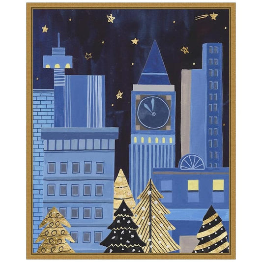 16 in. W x 19.62 in. H Holiday Night I Christmas Holiday Framed Canvas Box Wall Art