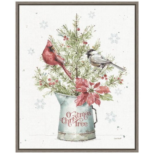 16 in. W x 19.62 in. H A Christmas Weekend II with Chickadee Christmas Holiday Framed Canvas Box Wall Art