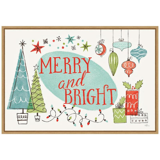 23 .25 in. W x 16 in. H Merry and Bright Christmas Tree Christmas Holiday Framed Canvas Box Wall Art