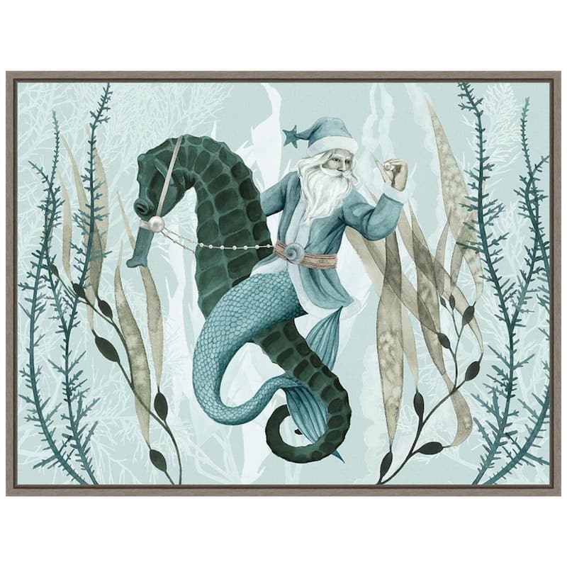 23 .5 in. W x 18 in. H The Sea Santa Collection A Christmas Holiday Framed Canvas Box Wall Art