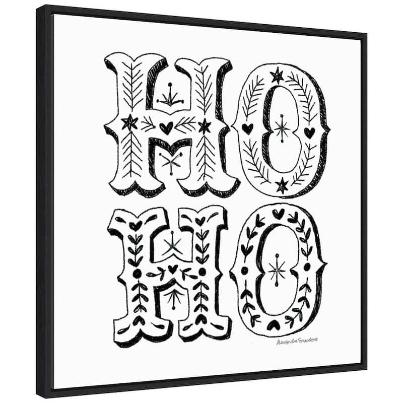 22 in. Canvas Ho Christmas Holiday Framed Box Wall Art