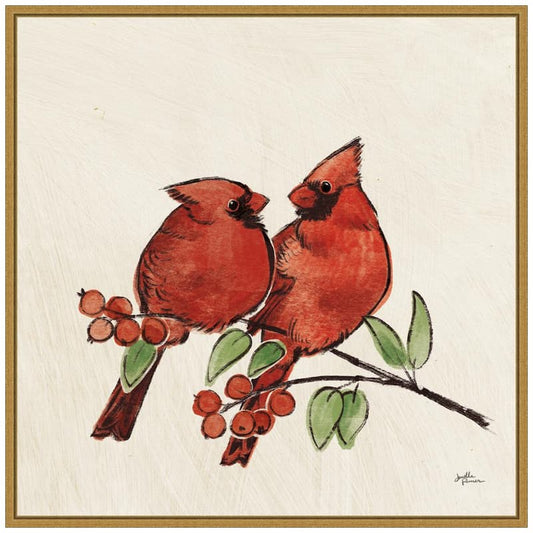 22 in. Christmas Lovebirds IX Christmas Holiday Framed Canvas Box Wall Art