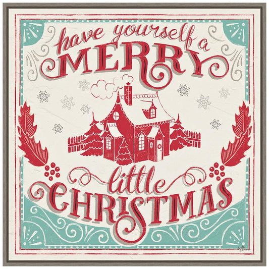 22 in. Merry Little Christmas V Christmas Holiday Framed Canvas Box Wall Art