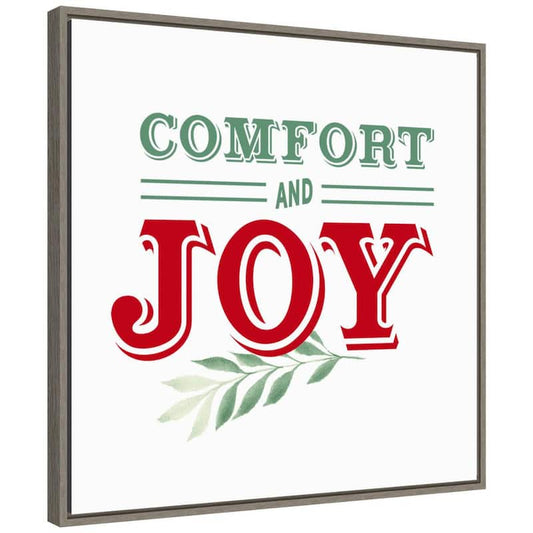 22 in. Canvas Kitschy Comfort and Joy Christmas Holiday Framed Box Wall Art