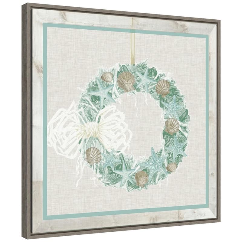 22 in. Canvas Coastal Christmas Collection A Christmas Holiday Framed Box Wall Art