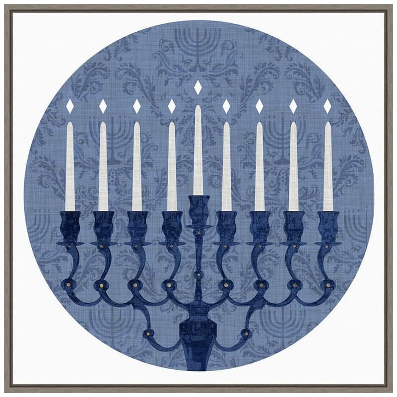 22 in. Sophisticated Hanukkah Collection C Christmas Holiday Framed Canvas Box Wall Art