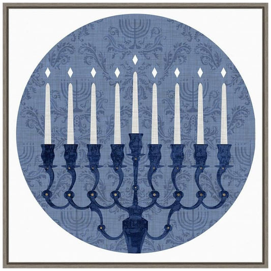 22 in. Sophisticated Hanukkah Collection C Christmas Holiday Framed Canvas Box Wall Art