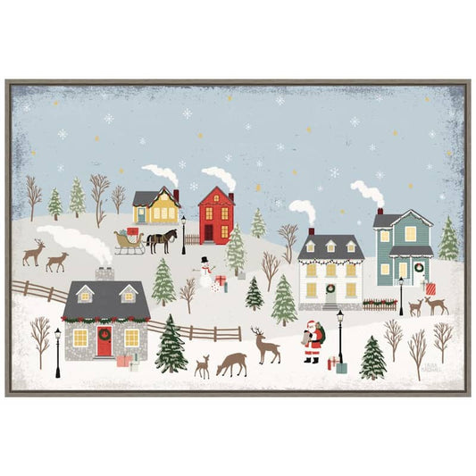 22.5 in. H x 33 in. W Christmas Village II Day Christmas Holiday Framed Box Wall Art