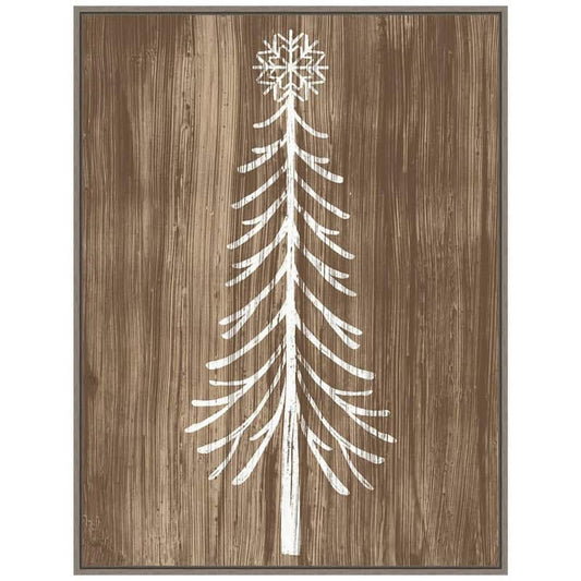 22.5 in. W x 29.5 in. H Barnwood Wonderland VII Tree Christmas Holiday Framed Canvas Box Wall Art