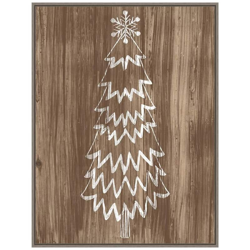 22.5 in. W x 29.5 in. H Barnwood Wonderland VIII Tree Christmas Holiday Framed Canvas Box Wall Art