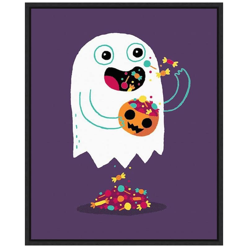 16 in. x 23.25 in. Ghost Candy Framed Halloween Holiday Canvas Wall Art