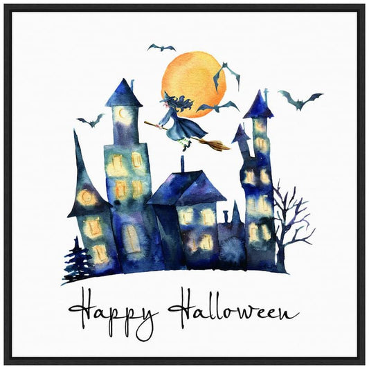 22 in. Halloween Night Sky Framed Halloween Holiday Canvas Wall Art