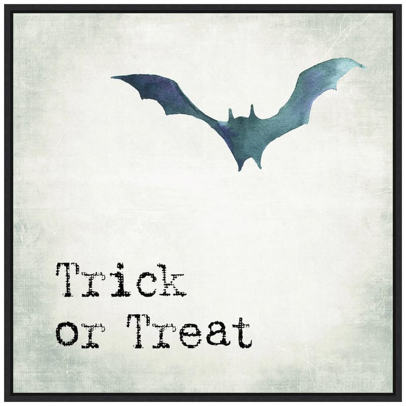 22 in. Trick or Treat Bat Framed Halloween Holiday Canvas Wall Art