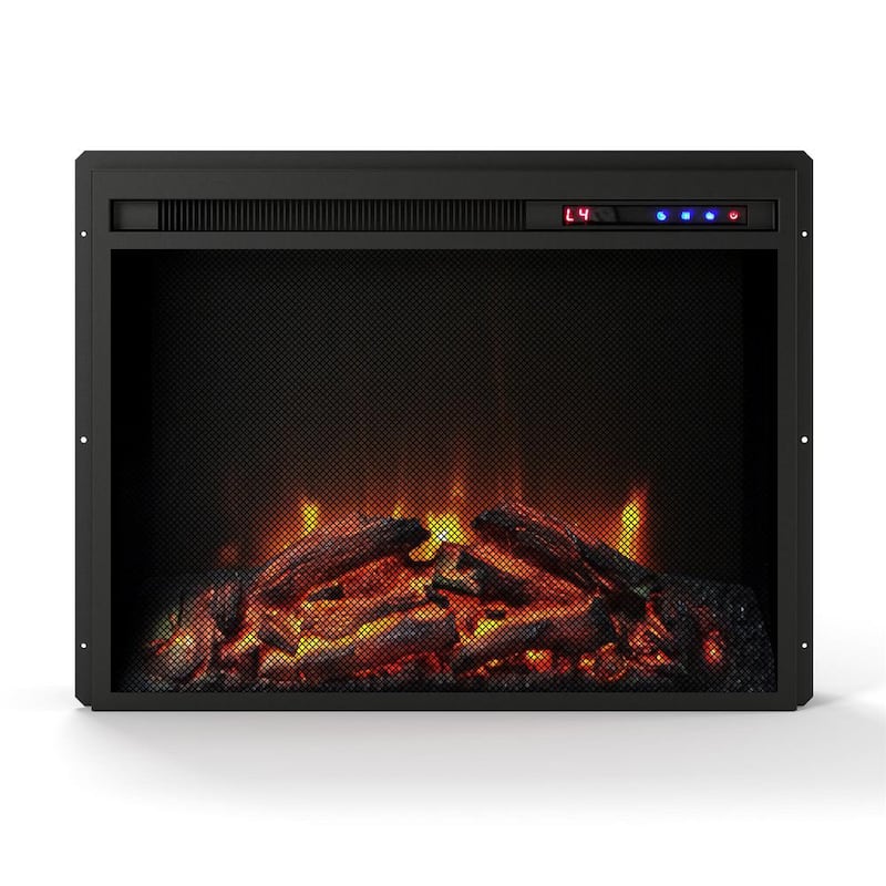 23 in. x 18 in. Electric Fireplace Insert with Mesh Front with Remote, Black