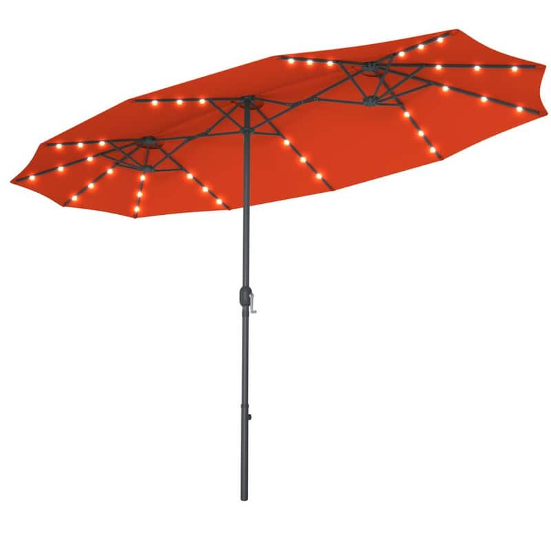 15 ft. Steel Market Solar Patio Umbrella in Orange