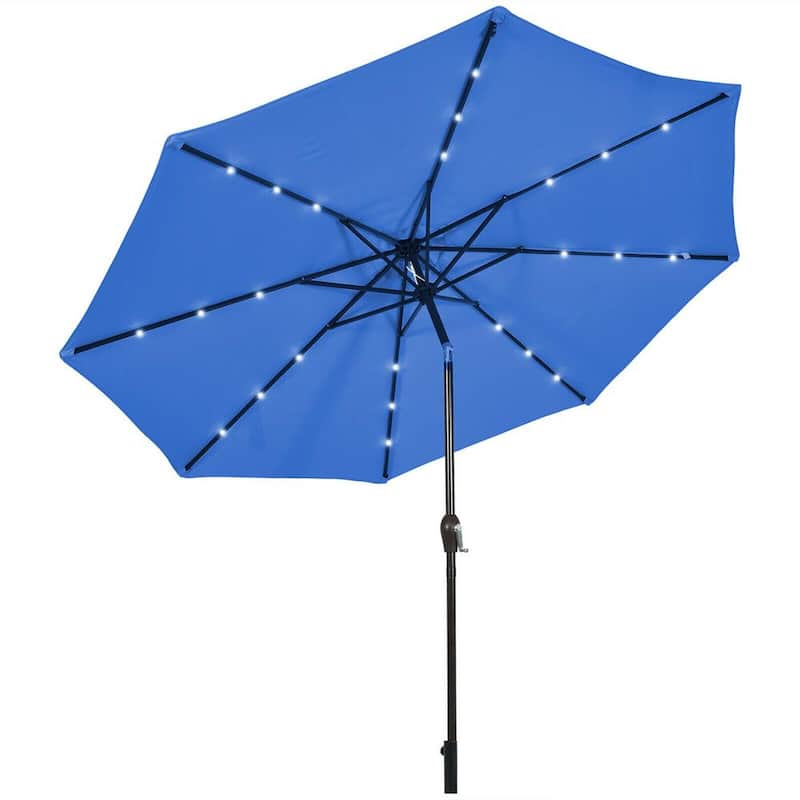 10 ft. Iron Market Solar Tilt Patio Umbrella in Navy