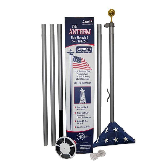 20 ft. Aluminum Flagpole with 3 ft. x 5 ft. Nylon US Flag and Solar Light