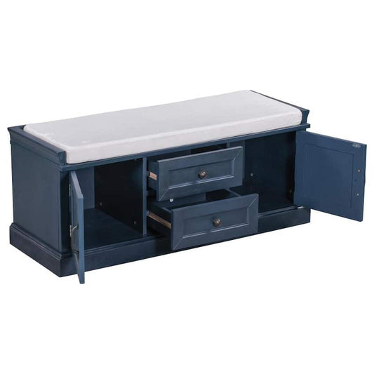 17.5 in. x 42.5 in. x 15.9 in. Storage Bench with 2-Drawers and 2-Cabinets, Entryway Bench with Removable Velvet Cushion