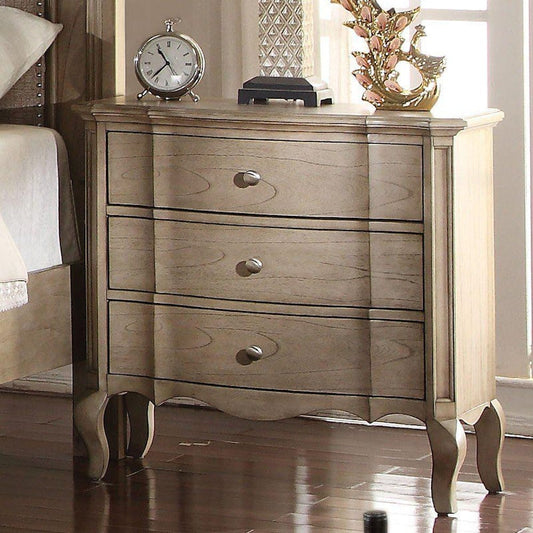 18 in.W x 30 in.H Storage 3-Drawer Antique Taupe Nightstand WoodenCabriole Leg with Dovetail FrenchFront and EnglishBack