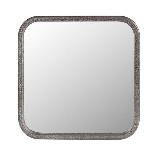 23.62 in. W x 23.62 in. H Modern Square Pewter Decoration Wall Mounted Mirror, PU Covered MDF Framed