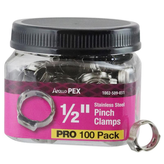 1/2 in. Stainless Steel PEX-B Barb Pinch Clamp Jar (100-Pack)