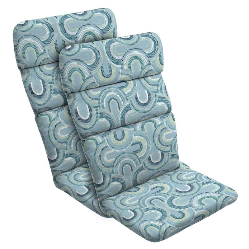 20 in. x 45.5 in. Outdoor Adirondack Cushion in Coastal Blue Geometric (2-Pack)