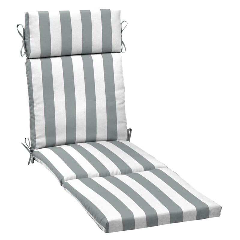 21 in. x 72 in. Outdoor Chaise Lounge Cushion in Stone Grey Cabana Stripe