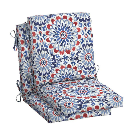 18 in. x 16.5 in. Mid Back Outdoor Dining Chair Cushion in Clark Blue (2-Pack)