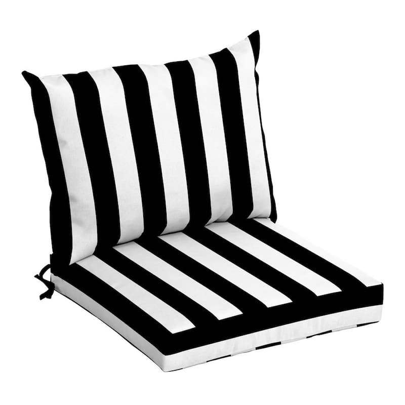 21 in. x 21 in. Black Cabana Stripe Outdoor Dining Chair Cushion