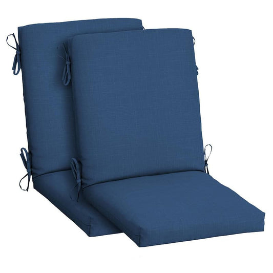 20 in. x 20 in. High Back Outdoor Dining Chair Cushion in Cobalt Blue Texture (2-Pack)