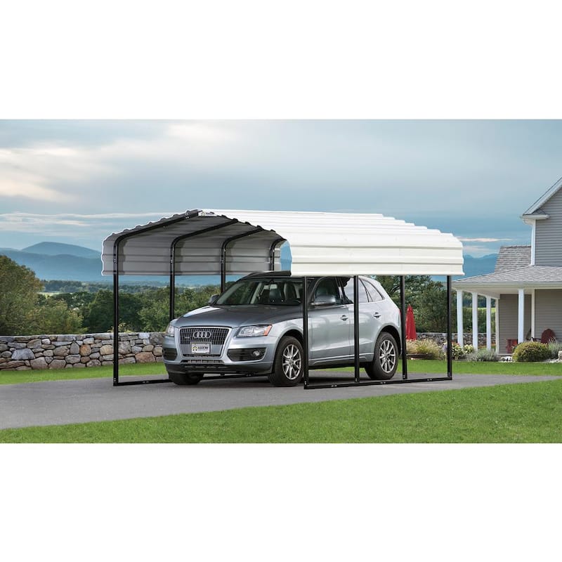 10 ft. W x 15 ft. D x 7 ft. H Eggshell Galvanized Steel Carport, Car Canopy and Shelter