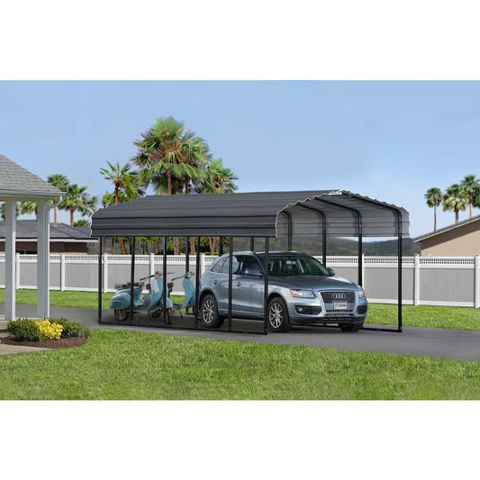 12 ft. x 24 ft. x 9 ft. Charcoal Carport